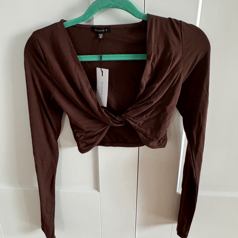 Dynamite women brown twisted crop top size XS